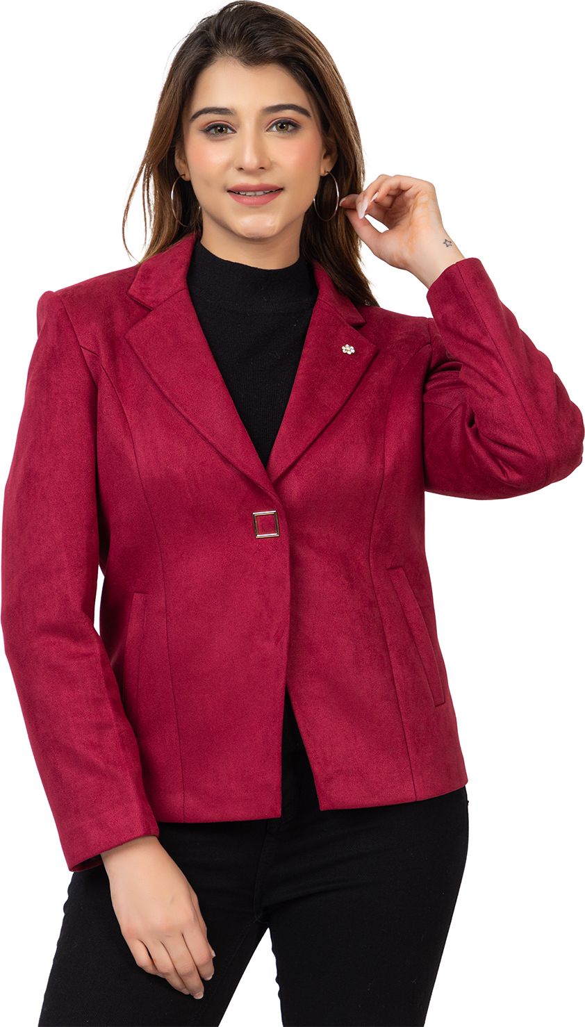 twenty me Suede Self Design Coat For Women-picture-13