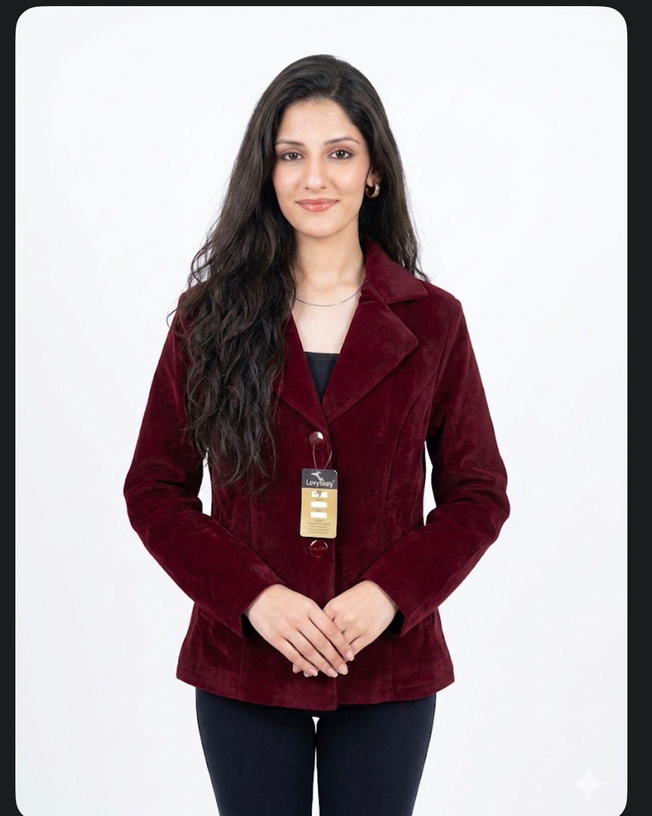 luvyduvy velvet, imported Self Design, Solid Coat For Women-picture-48