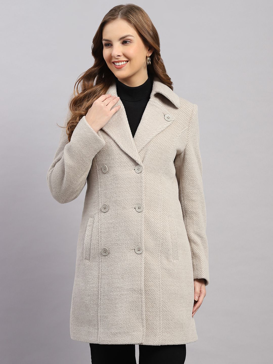 monte carlo COTTON BLEND Solid Coat For Women-picture-16