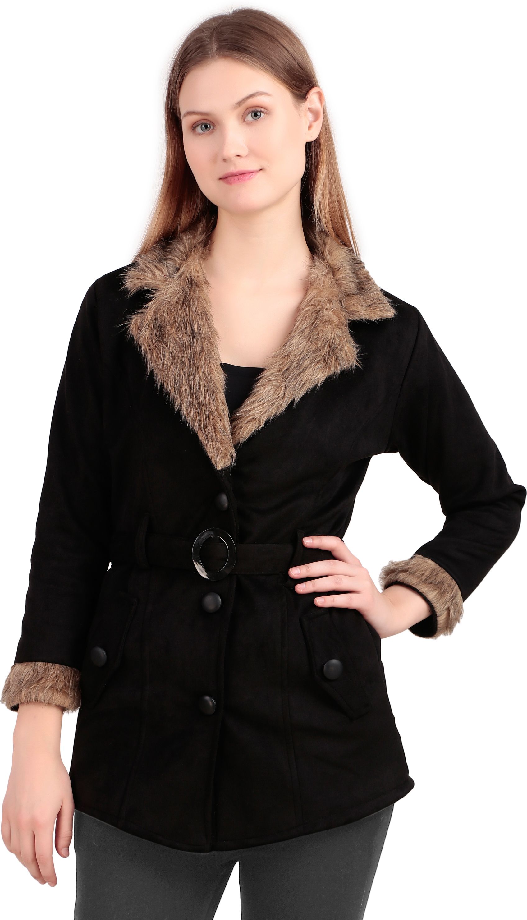 fashion fly Suede Solid Coat For Women-picture-27