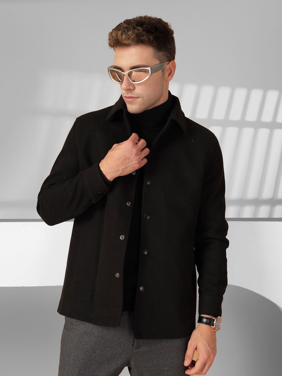 roadster Polyester Solid Coat For Men-picture-19