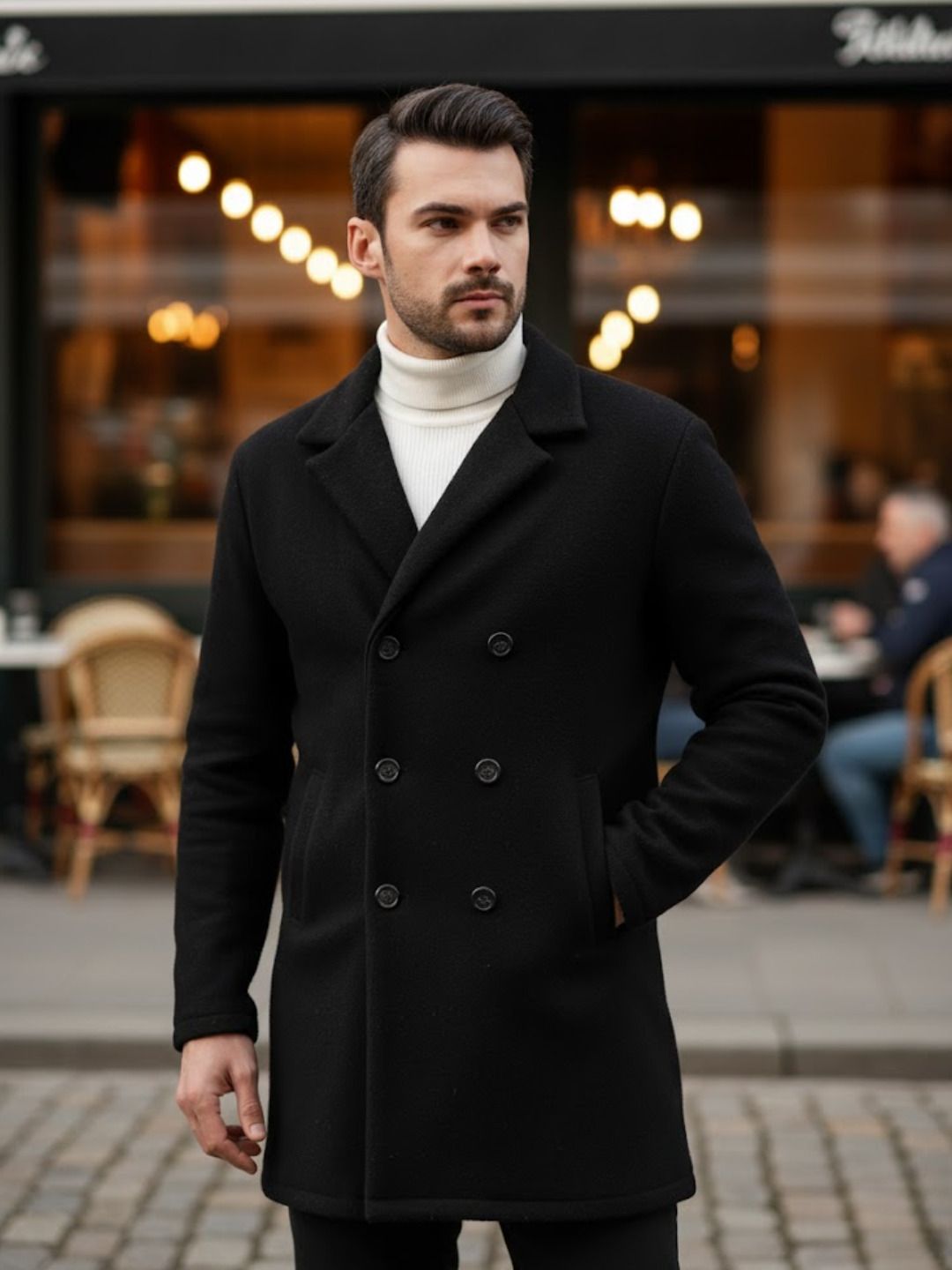 Polar Fleece Solid Coat For Men