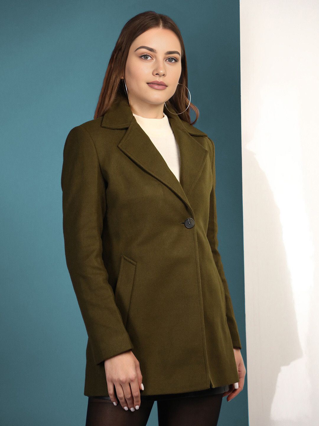 chkokko Tweed Solid Coat For Women-picture-24