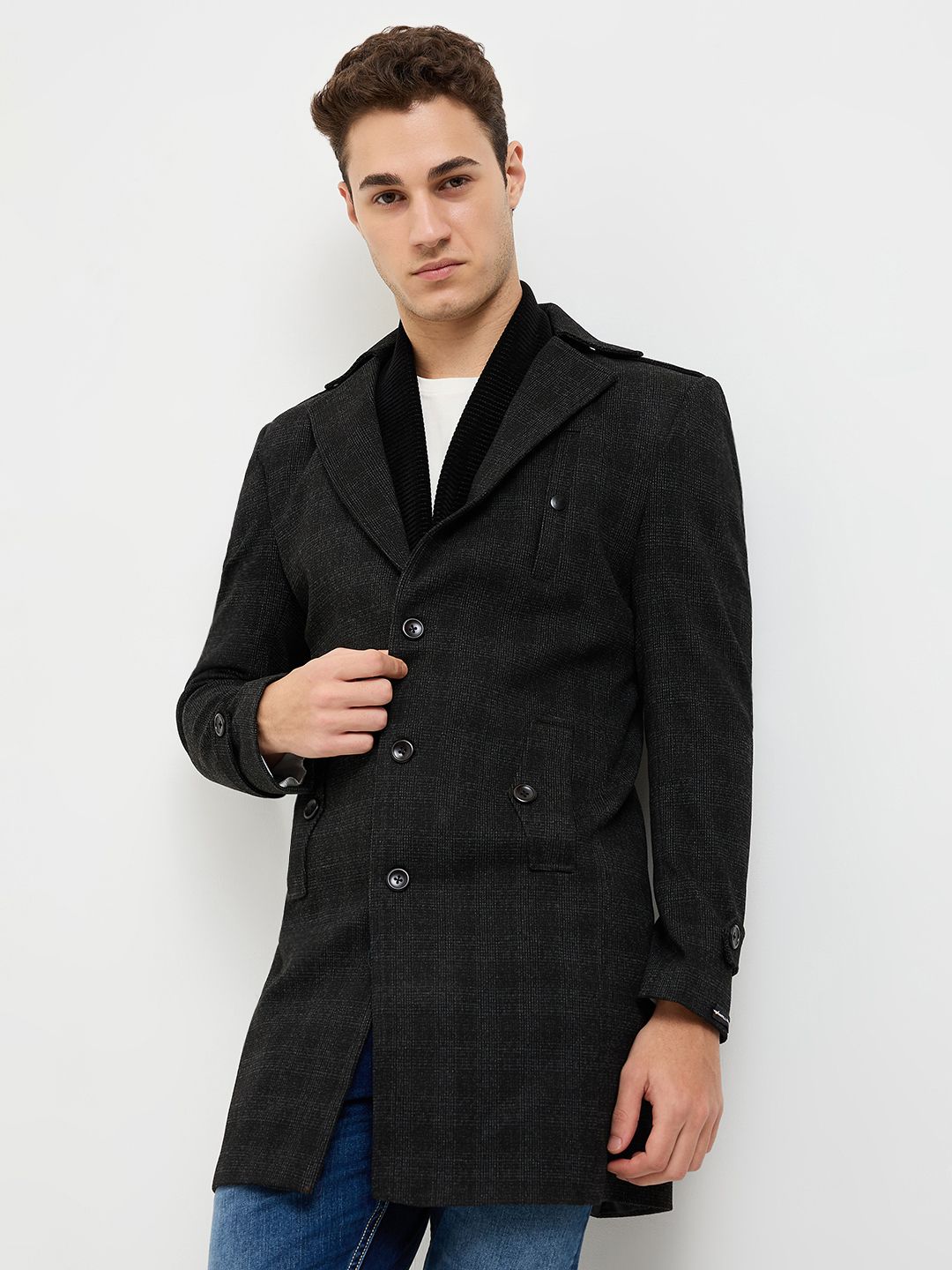 killer Polyester Viscose Blend Checkered Coat For Men-picture-18