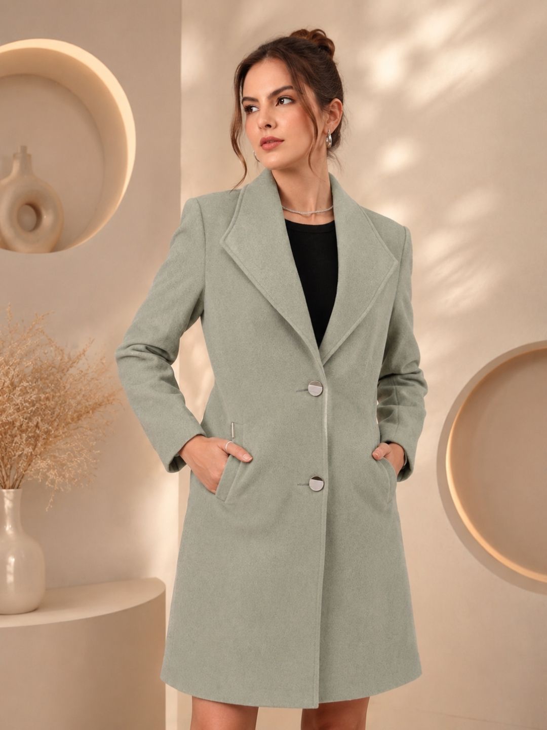 metronaut WOOL BLENDED Solid Coat For Women-picture-22