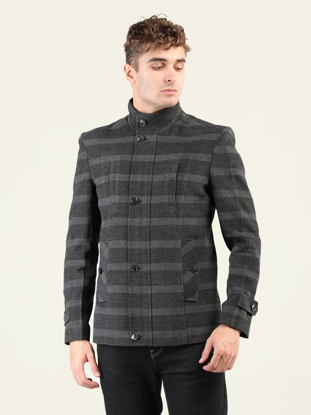 chkokko Tweed Solid Coat For Men-picture-26