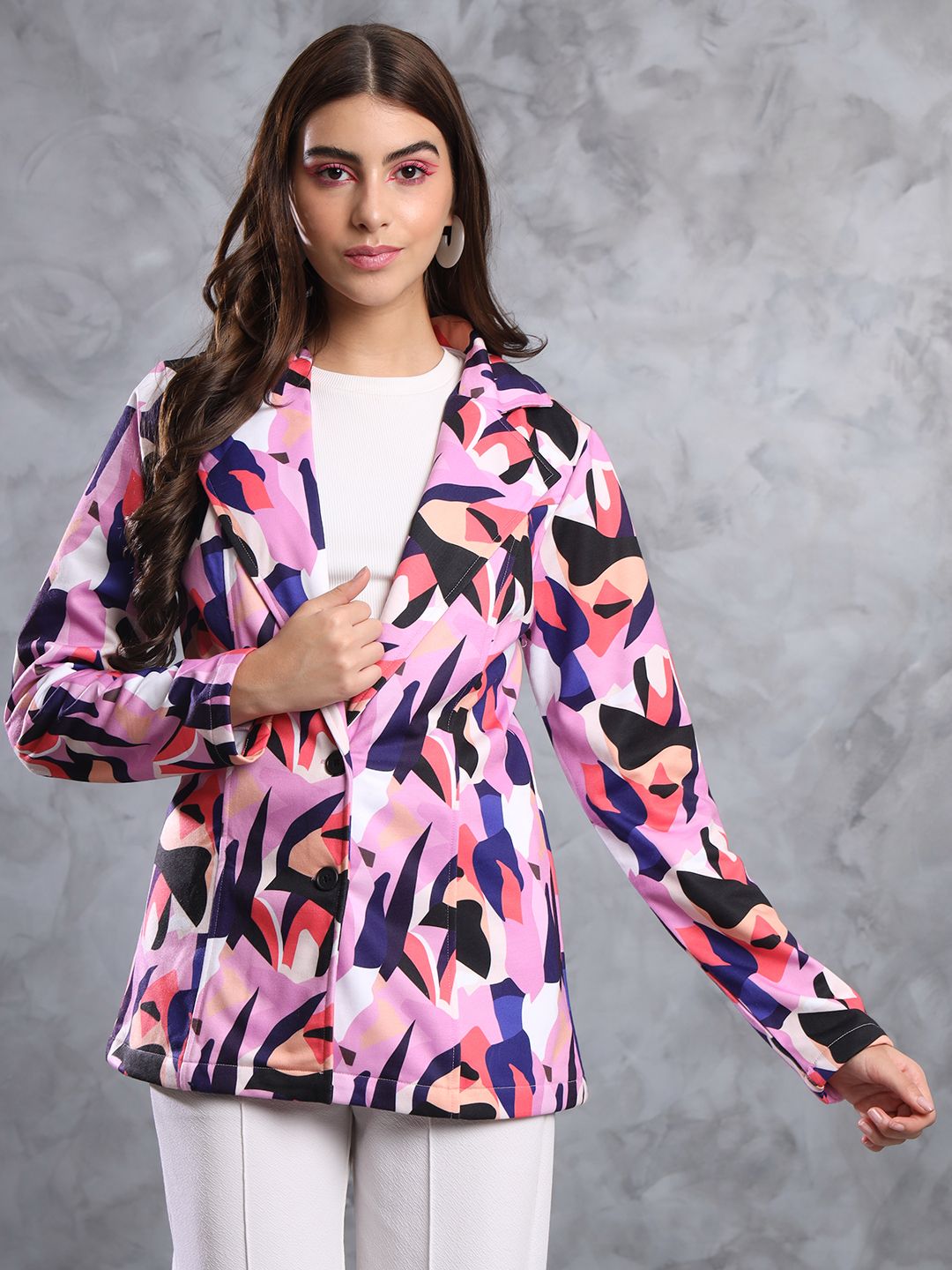 tandul FLEECE BLEND Printed Coat For Women-picture-19