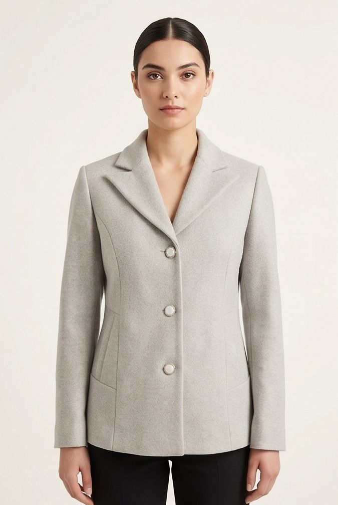 olasa Tweed Solid Coat For Women-picture-43