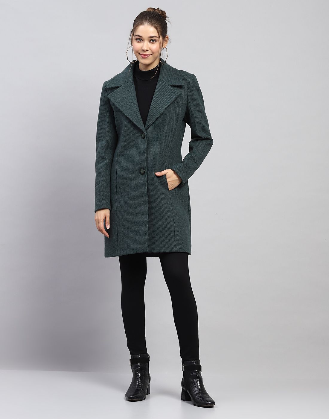 monte carlo Wool Blend Self Design Coat For Women-picture-10