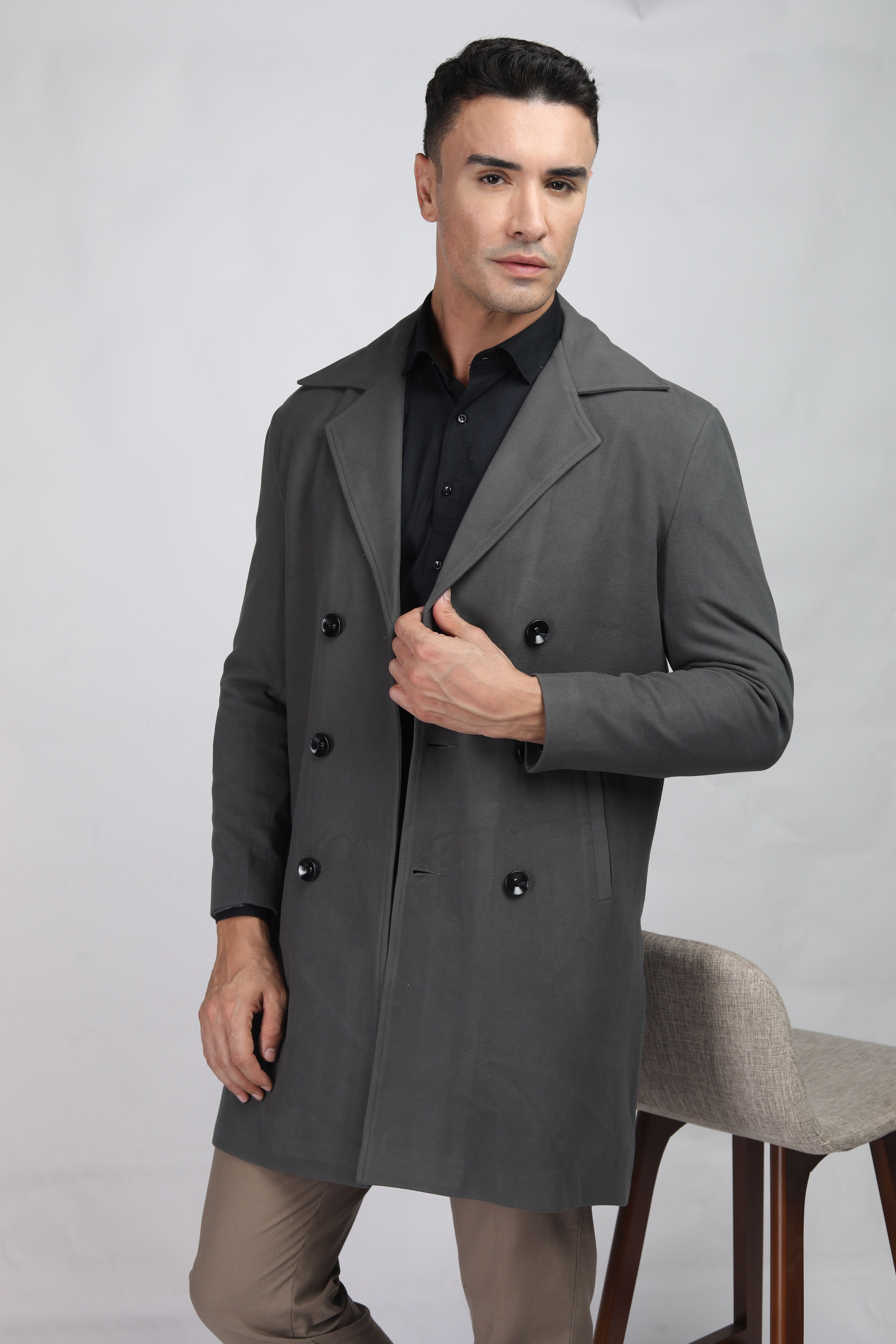 chkokko Tweed Solid Coat For Men-picture-42