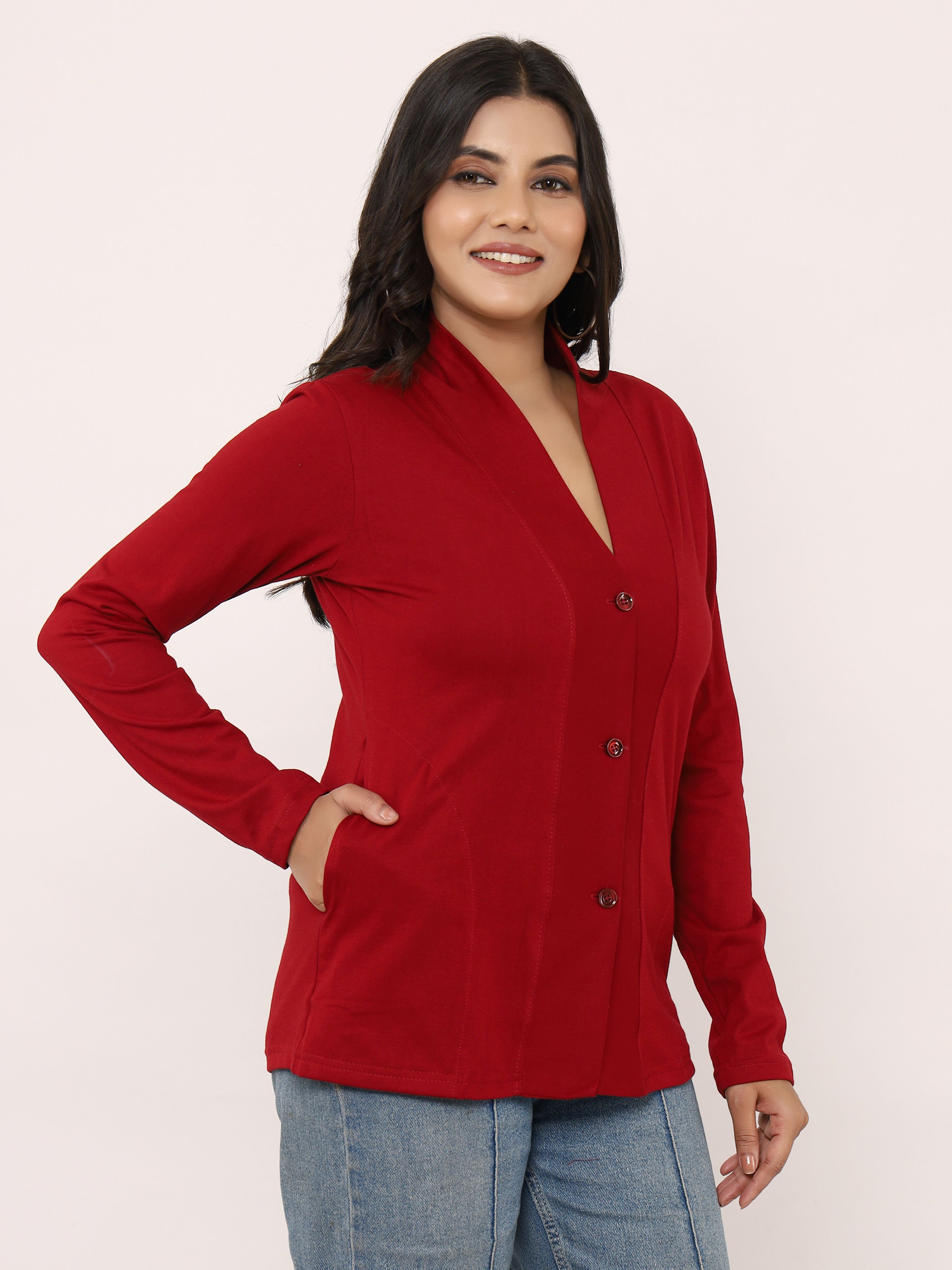 hanumanta traders Cotton Blend Solid Coat For Women-picture-12