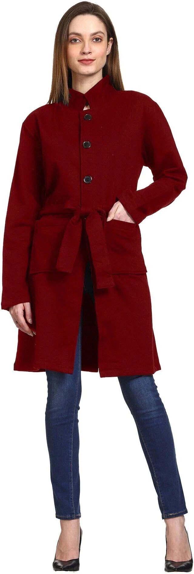roarers POLY FLEECE Solid Coat For Women-picture-2