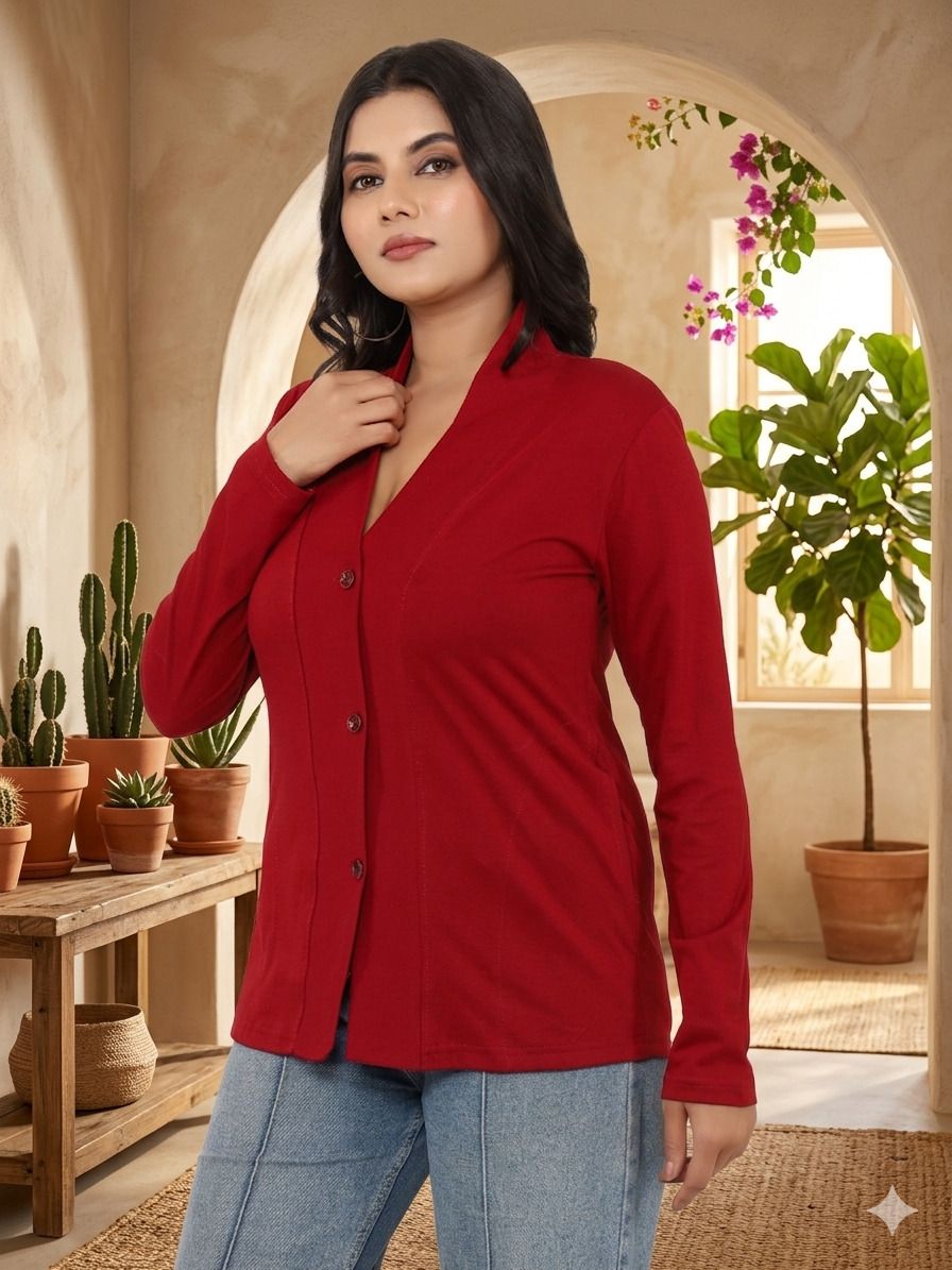 Cotton Blend Printed Coat For Women-image-38
