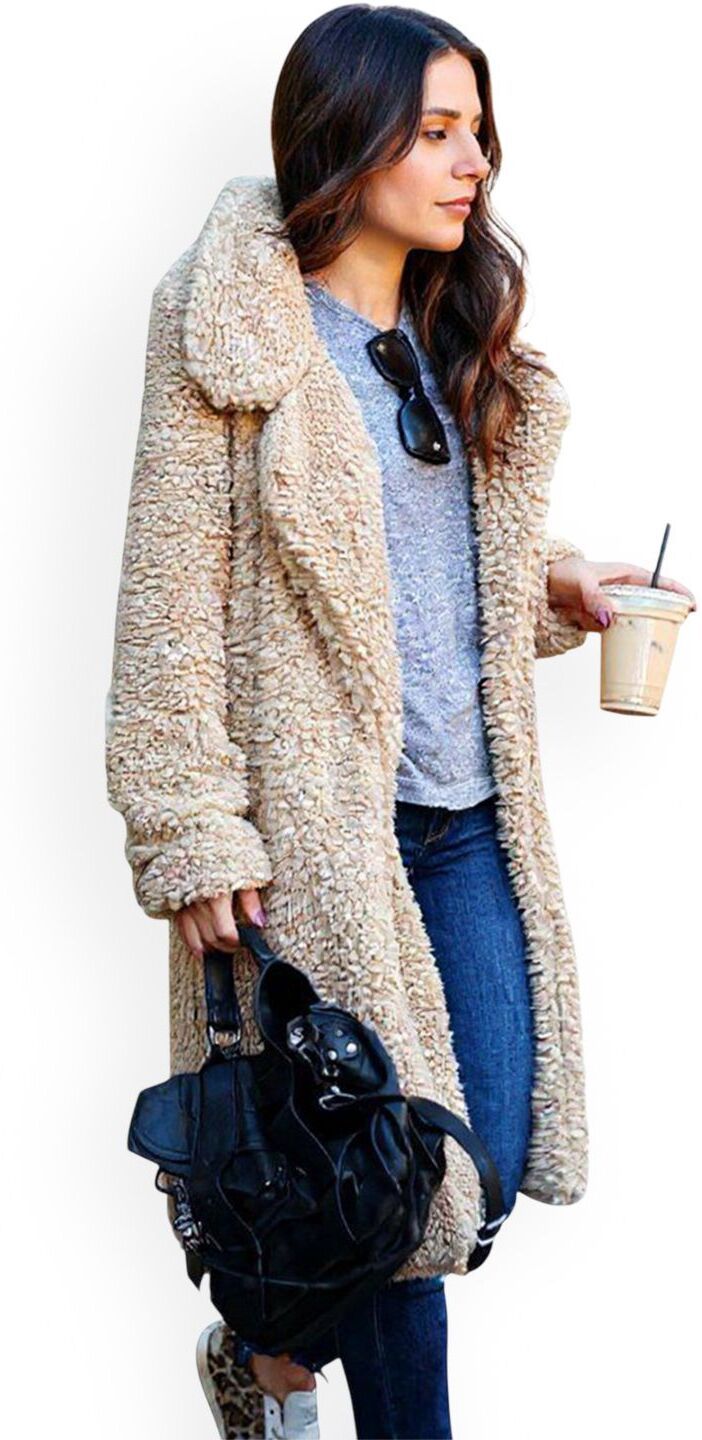 Polyester Solid Coat For Women-image-0