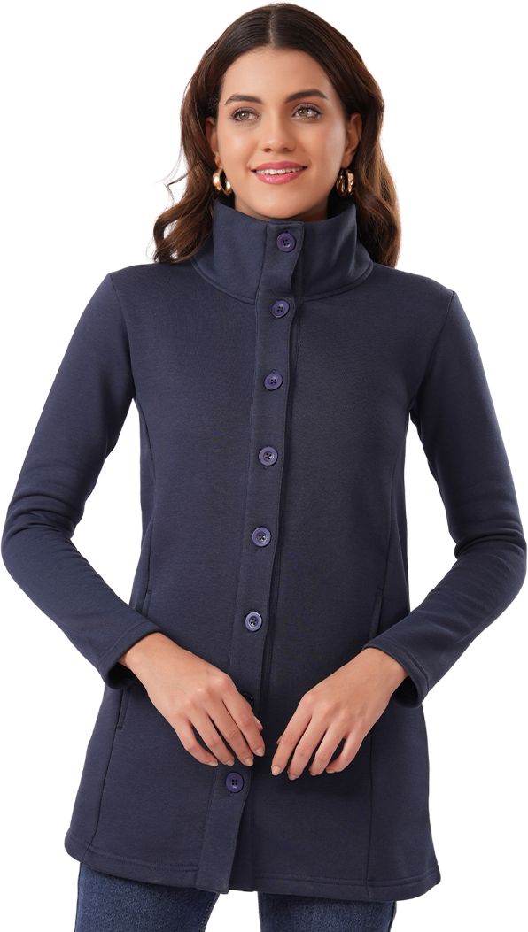 bonjour 60% Cotton, 40% Polyester Solid Coat For Women-picture-19