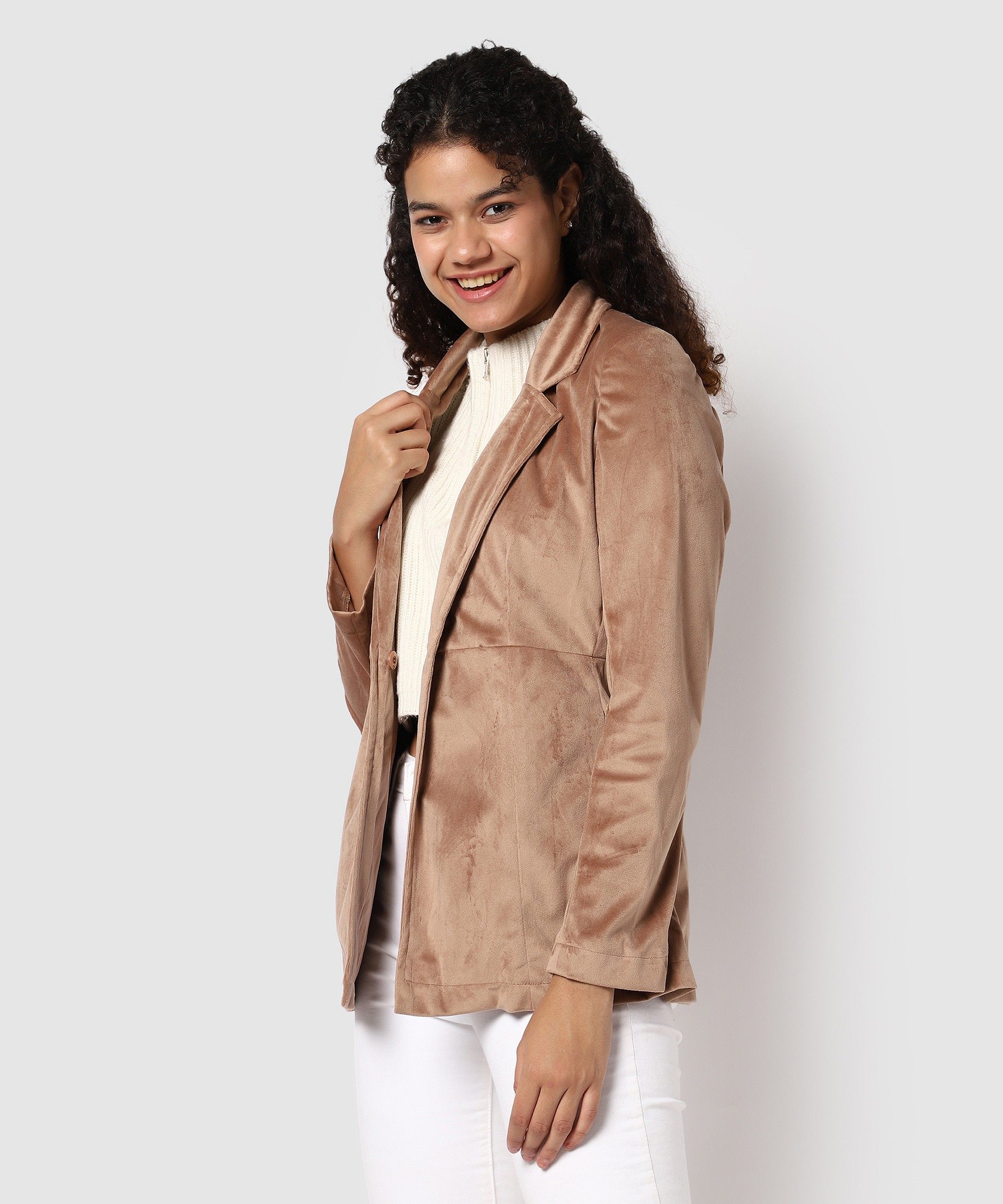 pinacolada SUEDE Solid Coat For Women-picture-19