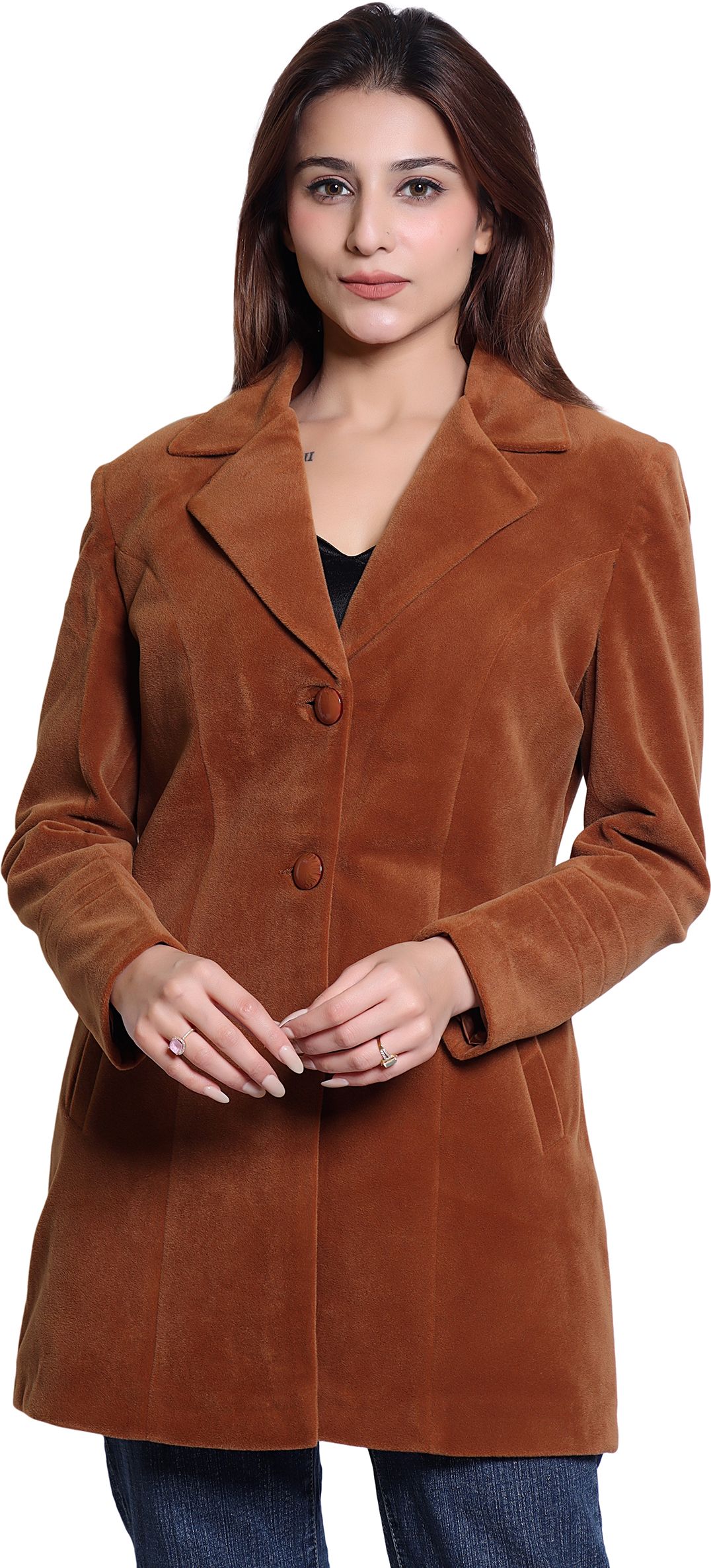 Wool Blend Solid Coat For Women