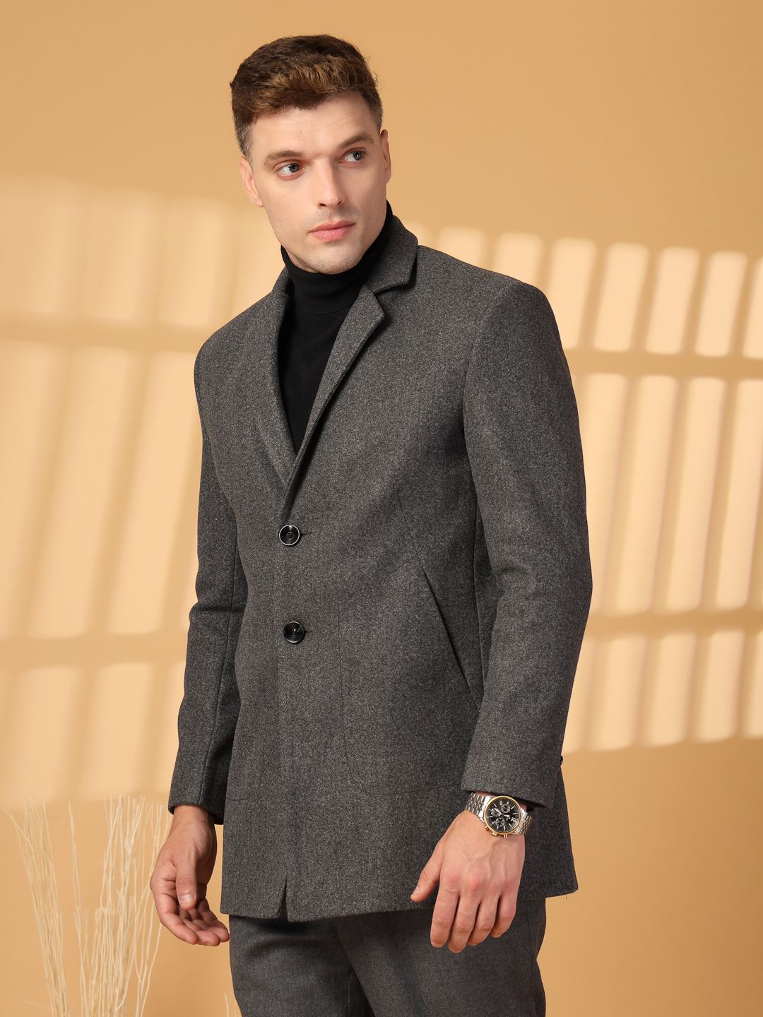 chkokko Tweed Solid Coat For Men-picture-18