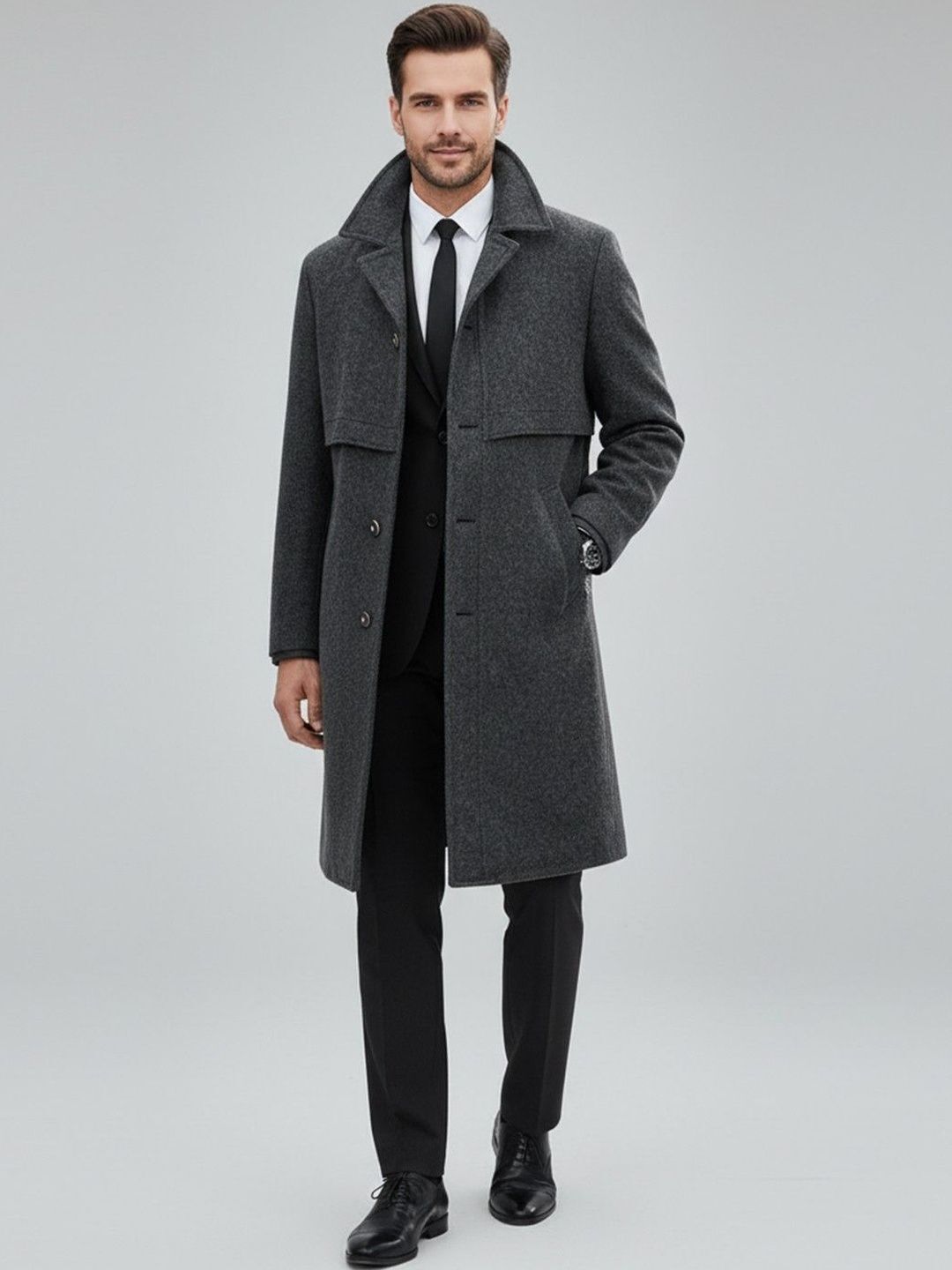 Wool Solid Coat For Men-image-24