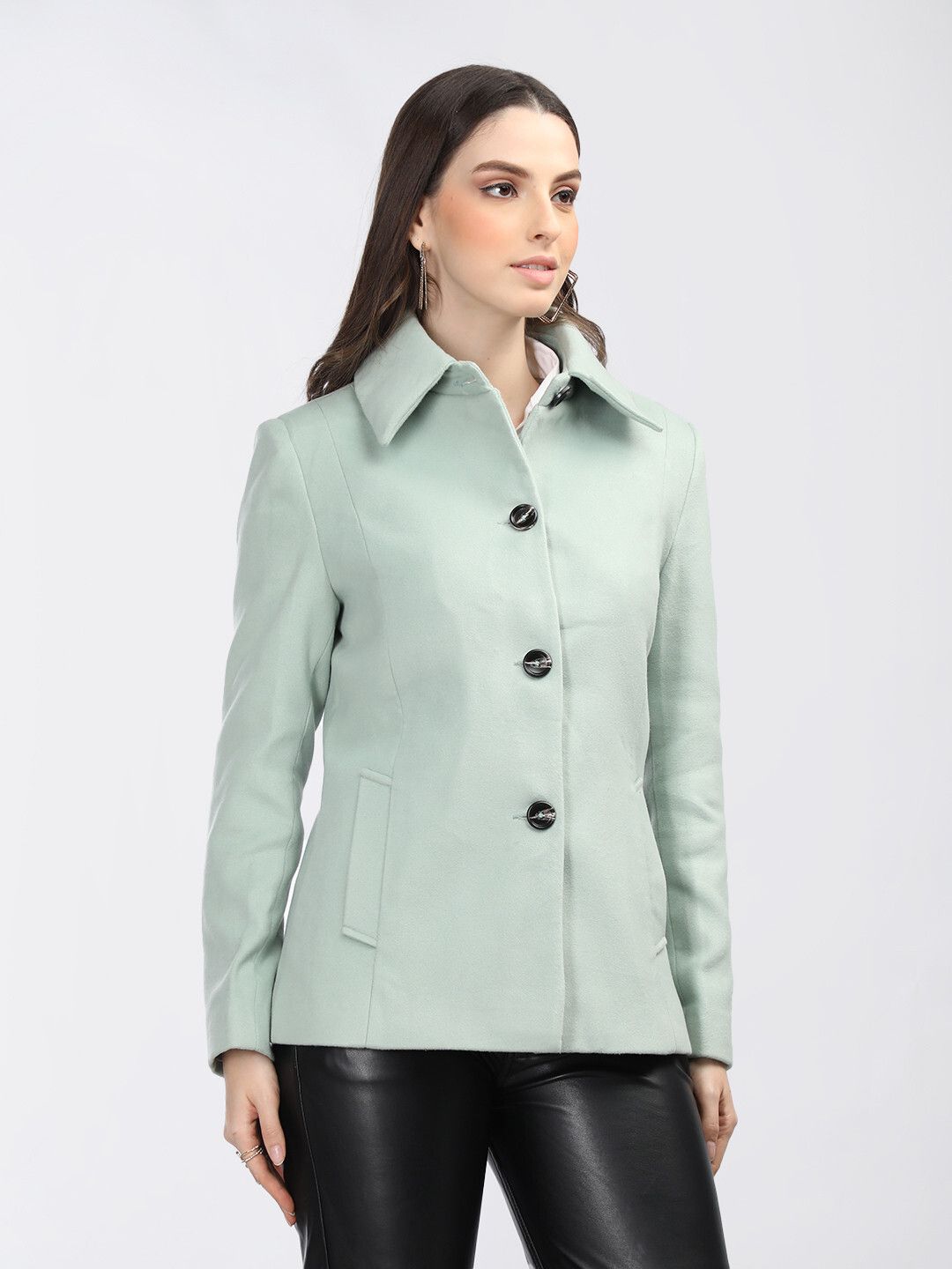 chkokko Tweed Solid Coat For Women-picture-23
