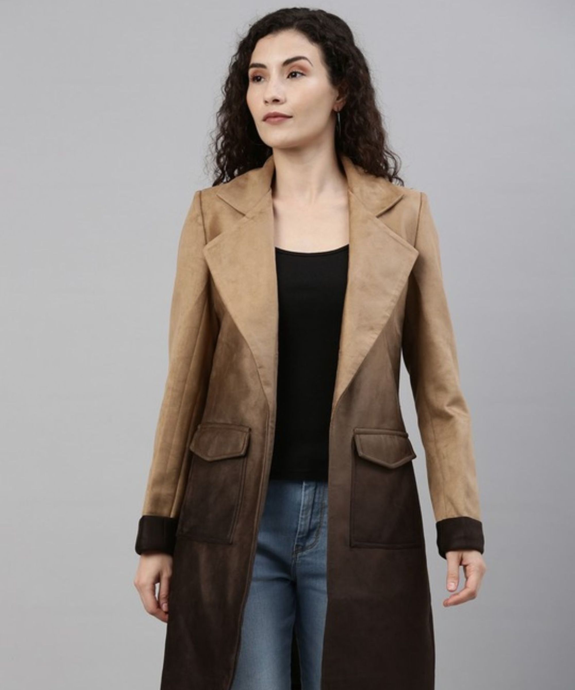 pinacolada Suede Solid Coat For Women-picture-26