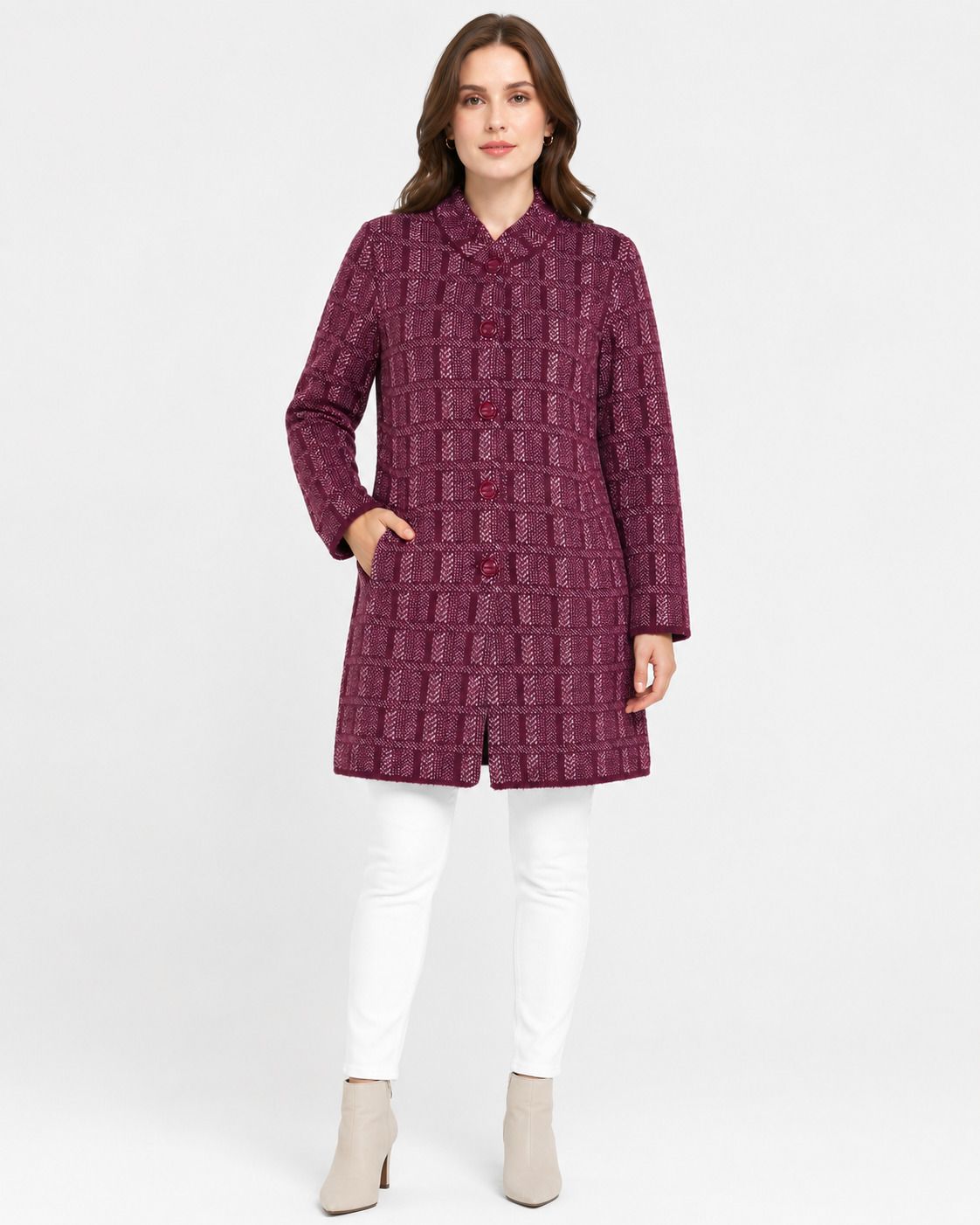 first sleep Wool Blend Self Design Coat For Women-picture-38
