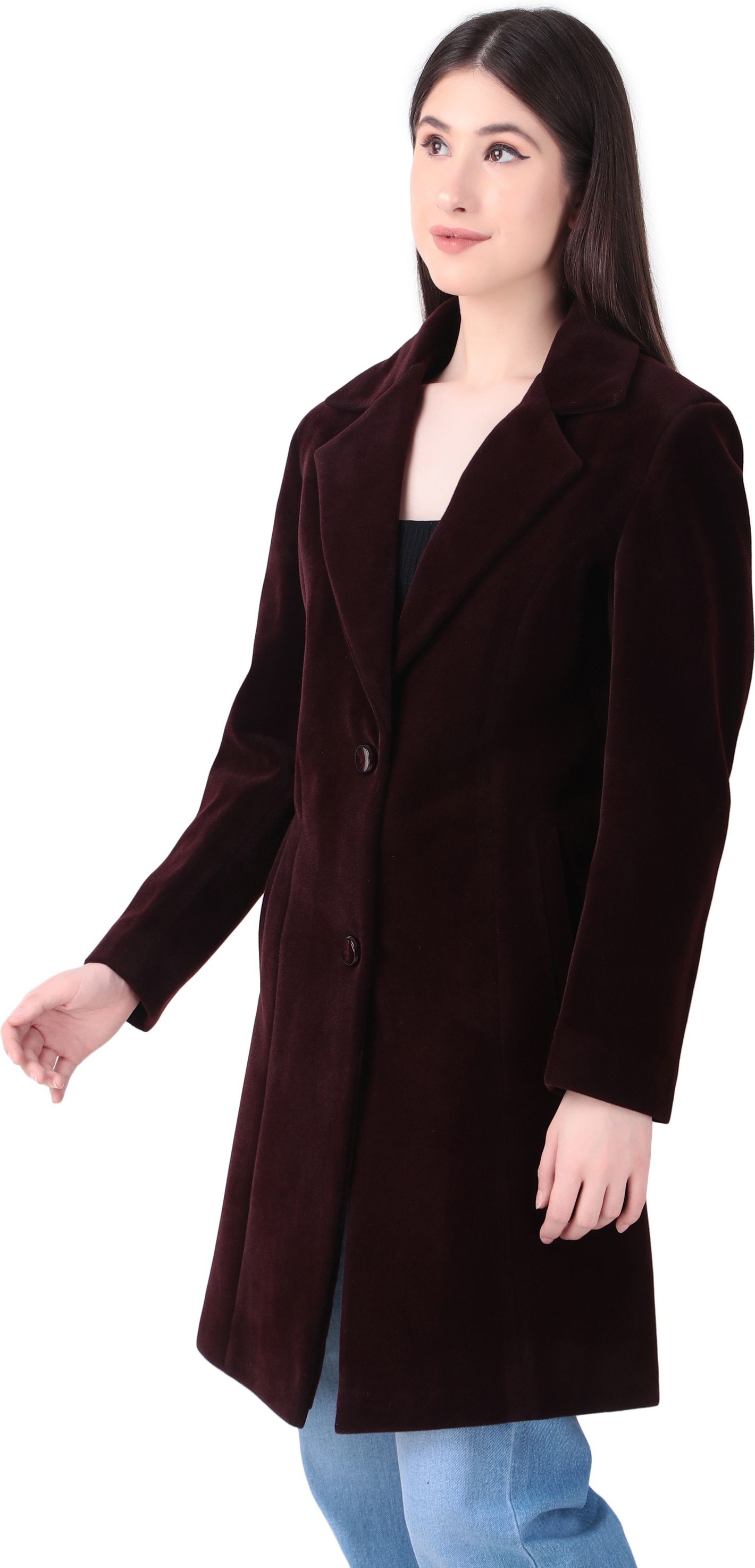 blossom blue Polycotton Solid Coat For Women-picture-22