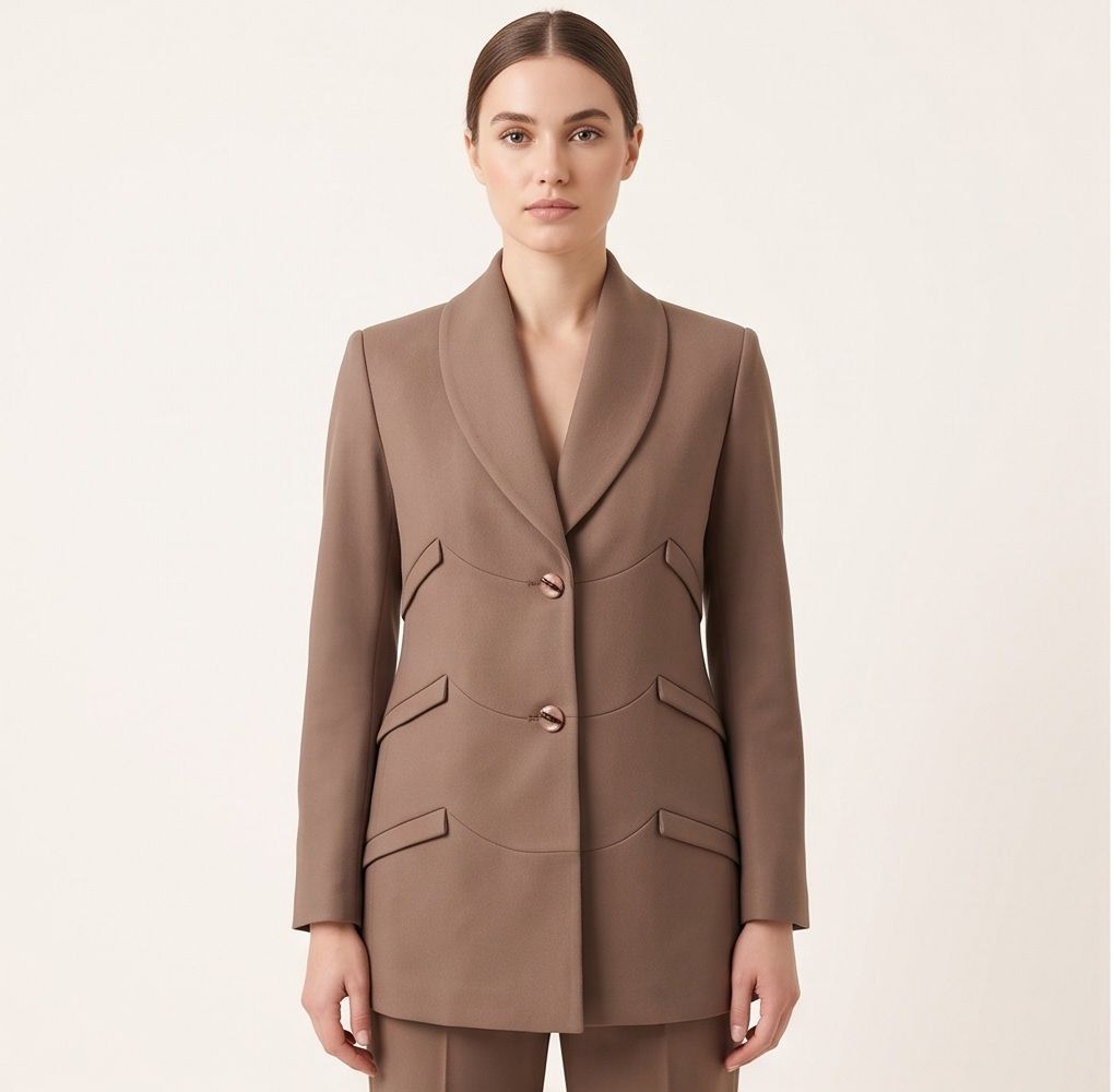 Tweed Solid Coat For Women-image-32