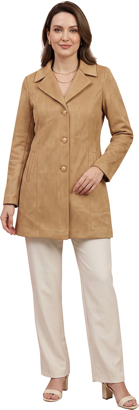 gfo Suede Solid Coat For Women-picture-31