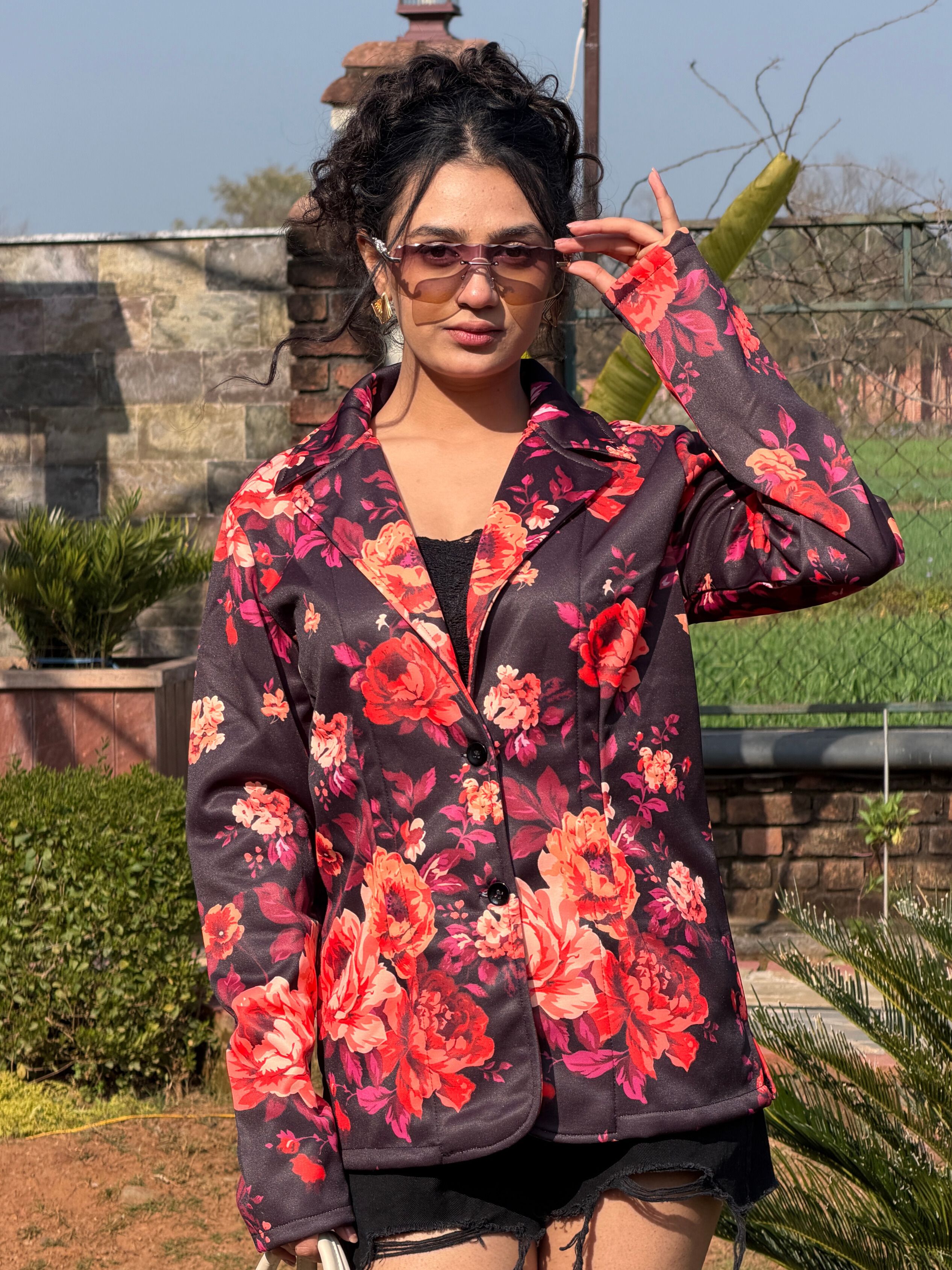 tandul Fleece Floral Print Coat For Women-picture-3