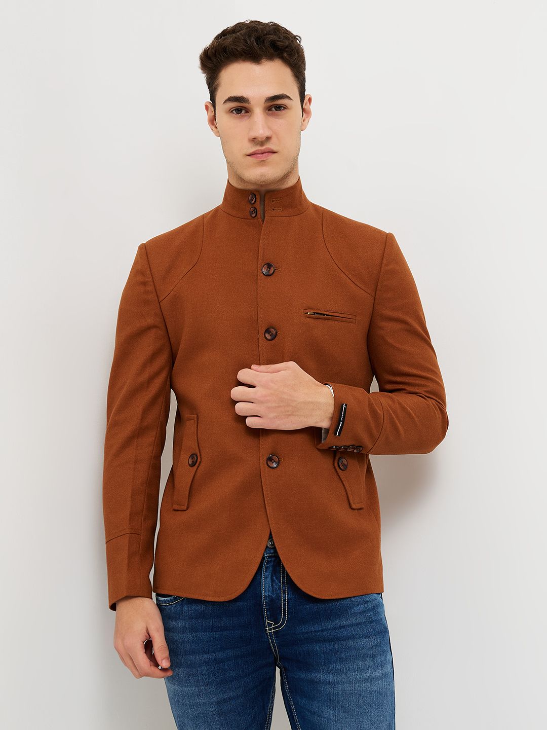 killer Polyester Viscose Blend Solid Coat For Men-picture-44