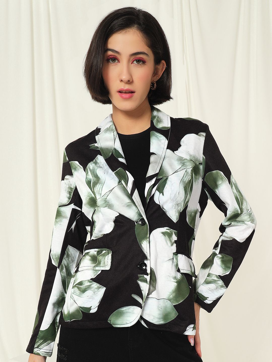 Fleece Floral Print Coat For Women-image-7