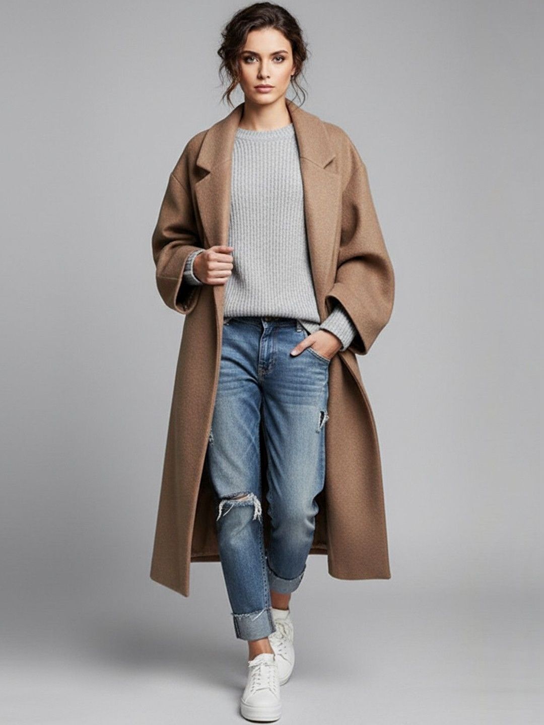 Wool Solid Coat For Women-image-6