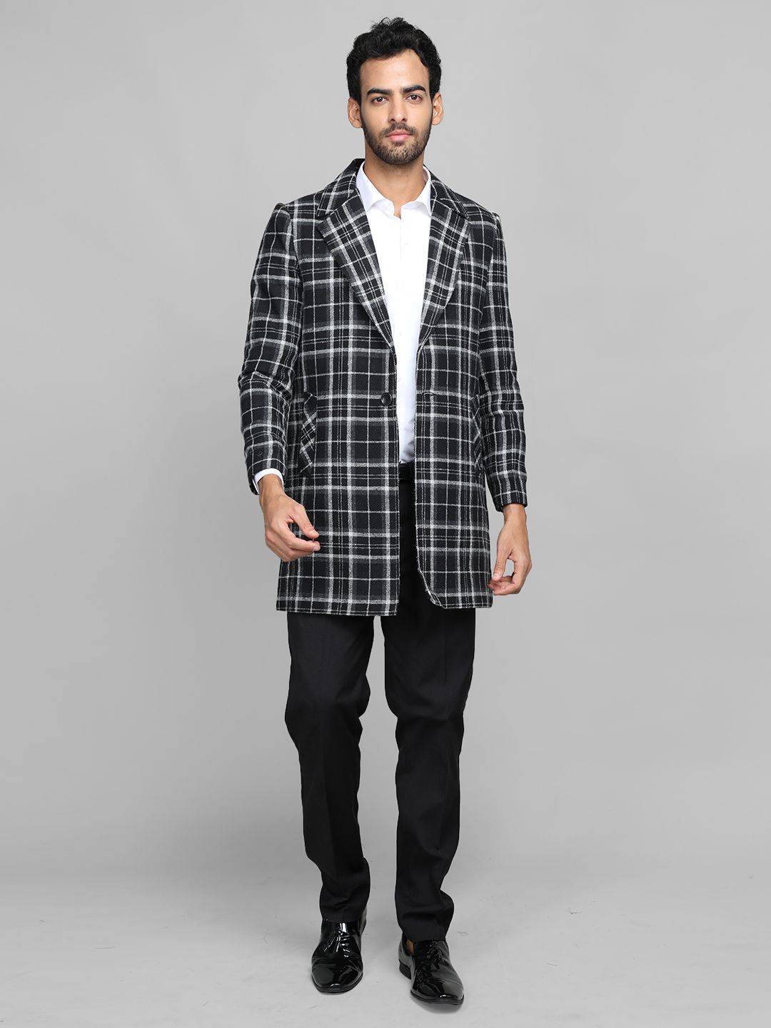 chkokko Tweed Checkered Coat For Men-picture-38