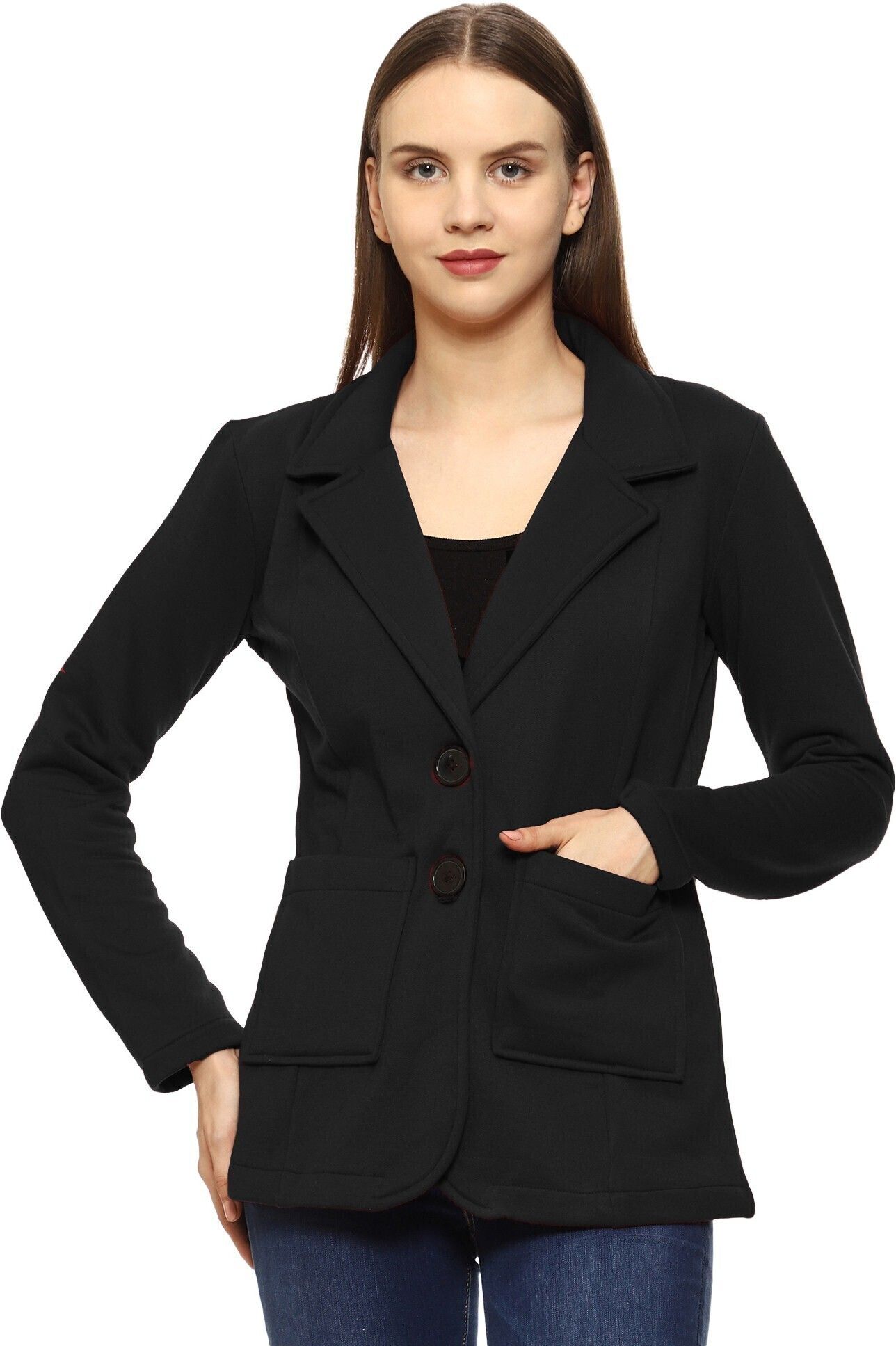 POLY FLEECE Solid Coat For Women-image-33