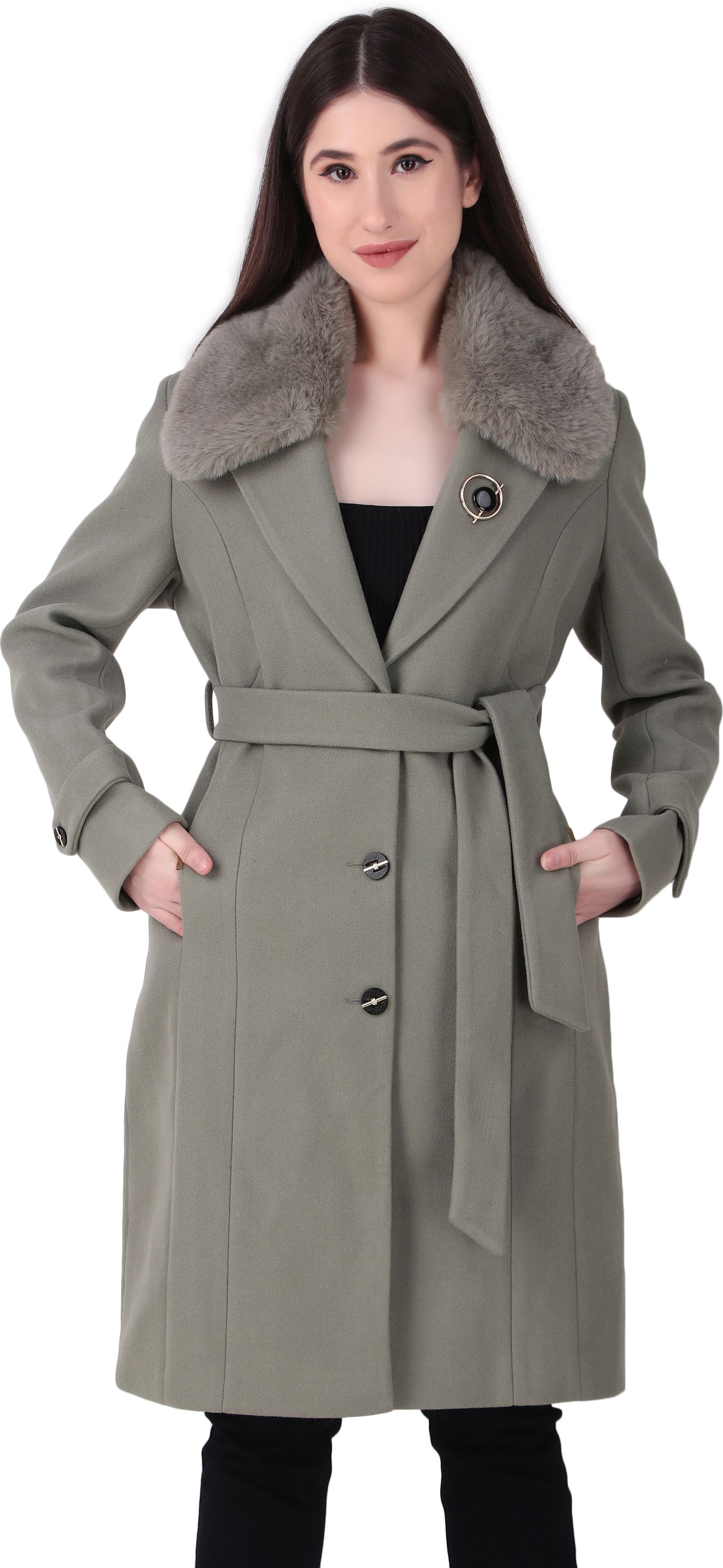 blossom blue Polycotton Solid Coat For Women-picture-19