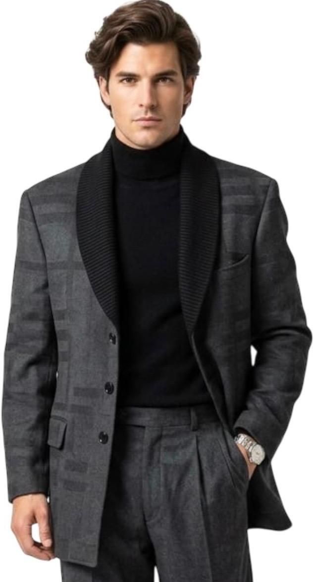 clhub Premium Textured Faux Suede / Heavy Wool Blend Solid Coat For Men-picture-11