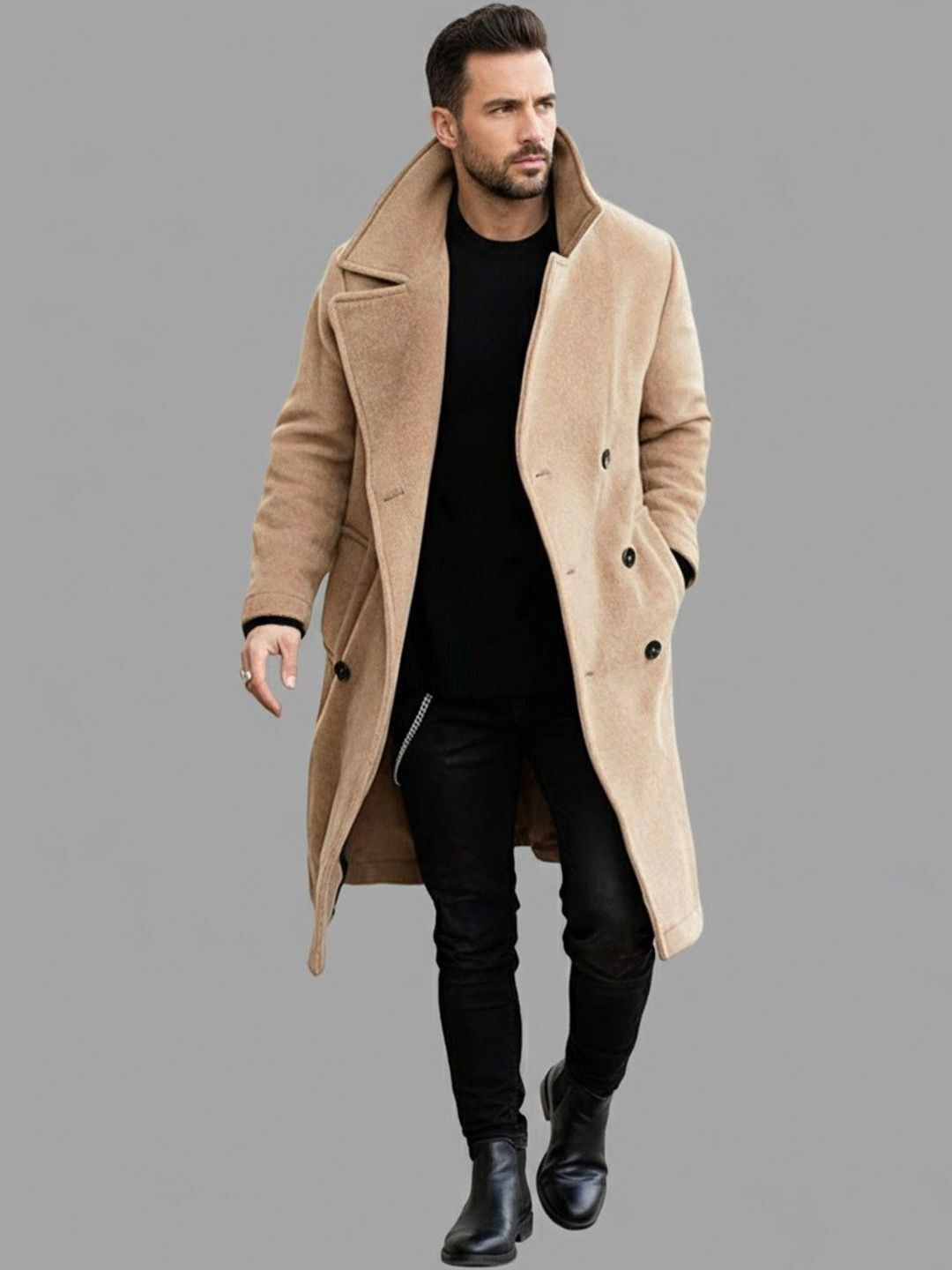 Wool Solid Coat For Men