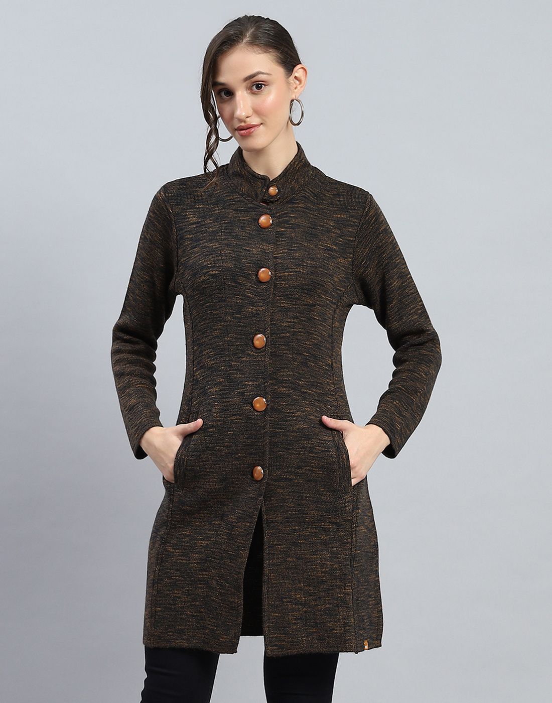 monte carlo Wool Blend Solid Coat For Women-picture-26