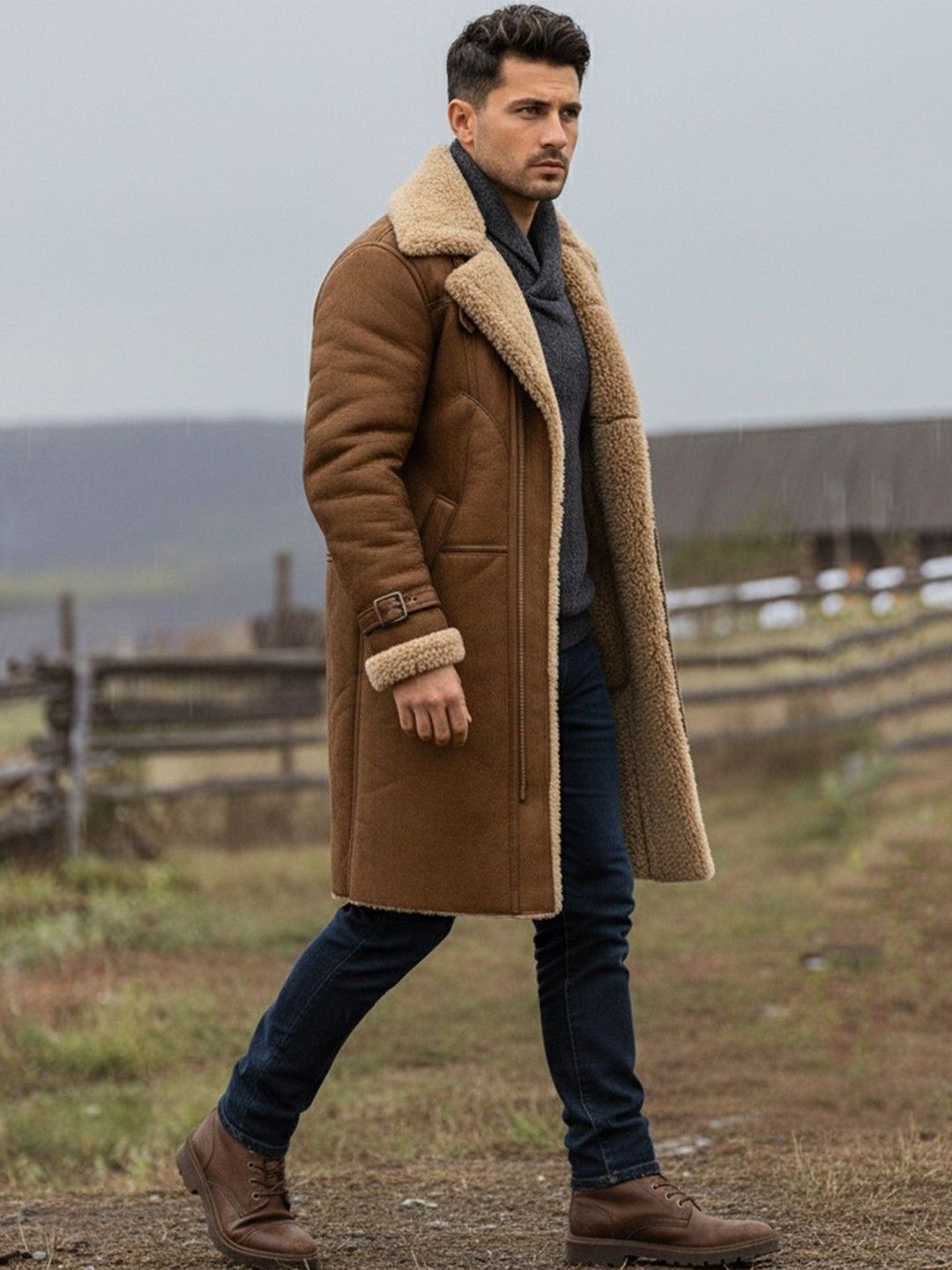 mast & harbour Polyester Solid Coat For Men-picture-3