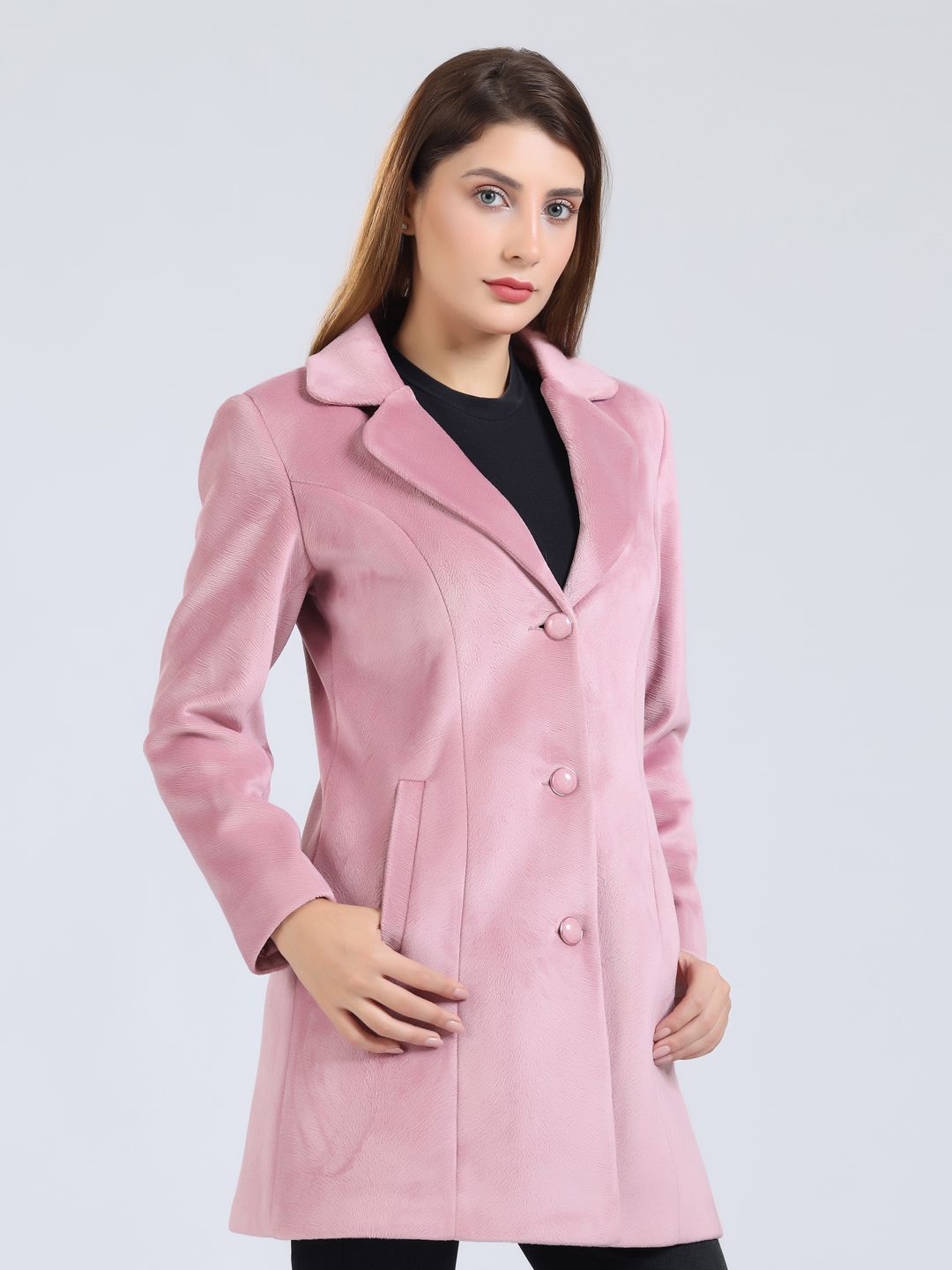 young club classic GERMA VELVET Self Design Coat For Women-picture-24