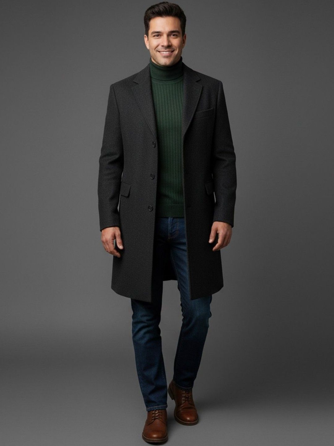 Wool Solid Coat For Men
