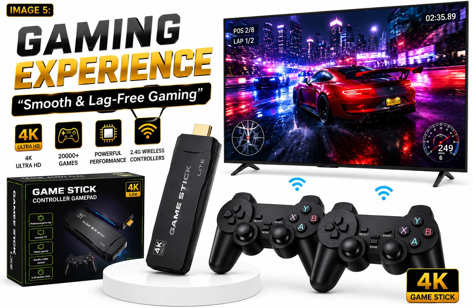 M8 4K Ultra HD Game V1 Stick 20000+ Games 64GB Dual Wireless Controllers HDMI TV with Game and Expansion Pack-picture-25