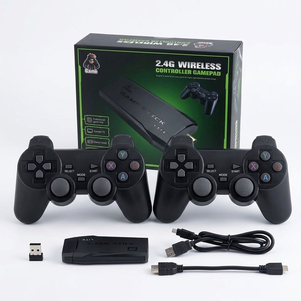 4K Game Wireless Controllers, Retro Video Gaming Console for Smart TV and LED TV Black Edition-image-9