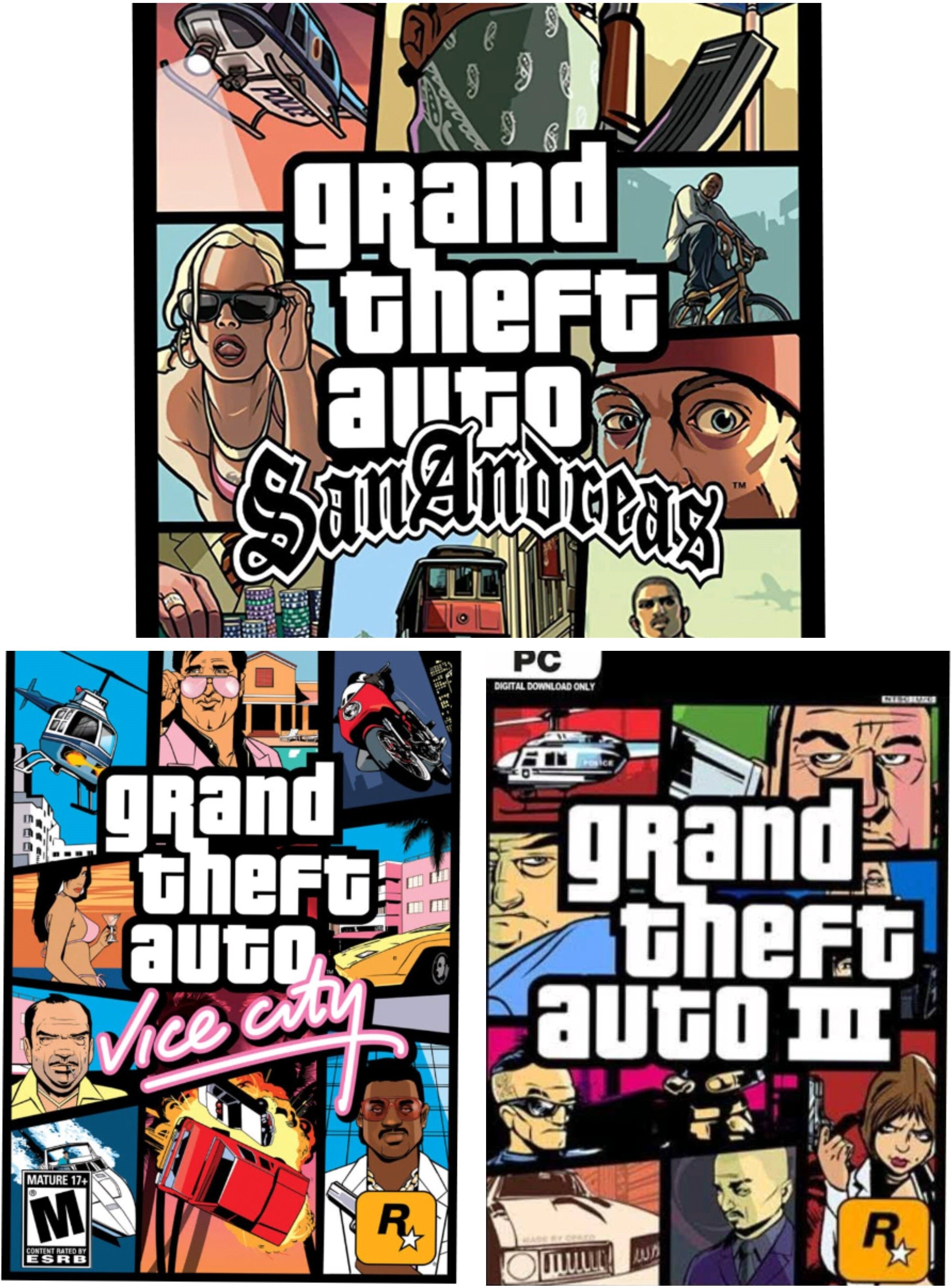 GTA San Andreas Vice City GTA 3 (Offline Only) Full Games. Complete Edition