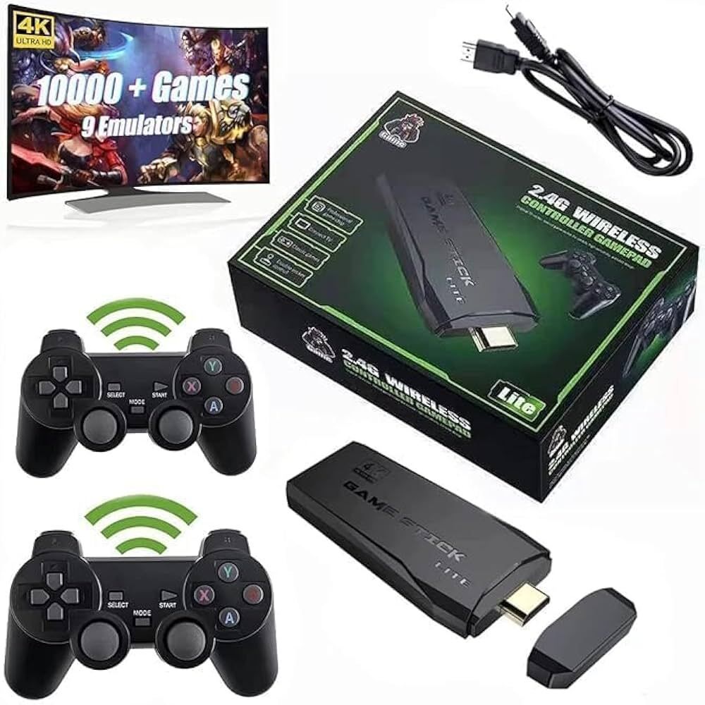 GameStick 2.4G Wireless Controller 4K HD Console Built-in 10k+ Retro Games AX56 Black Edition
