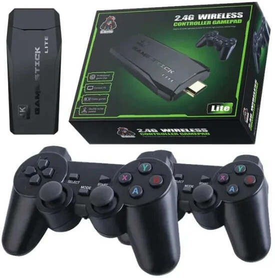 GameStick 2.4G Wireless Controller 4K HD Console Built-in 10k+ Retro Games AX27 Black Edition