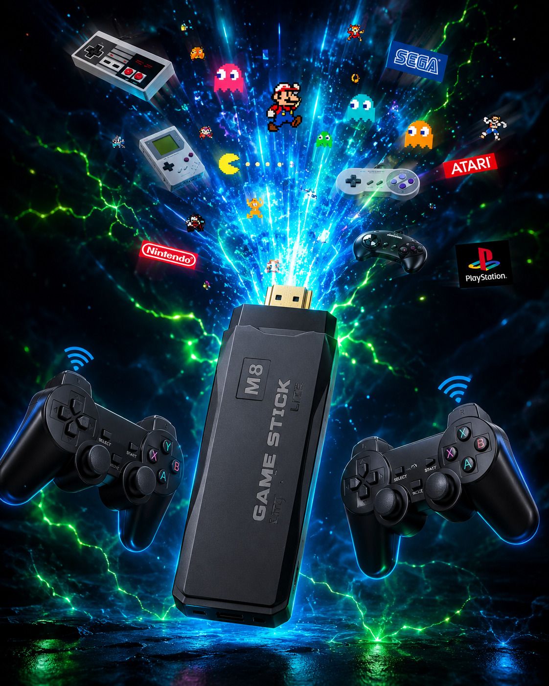 M8 Lite 4K Retro Game Stick 20000+ Games Dual Wireless Controller HDMI Console with Game and Expansion Pack-picture-46