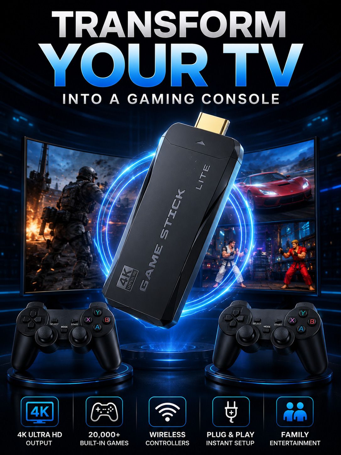 M8 Elite 4K HDMI Retro Gaming Console 20000+ Games Dual Wireless Controller with Game and Expansion Pack-picture-45