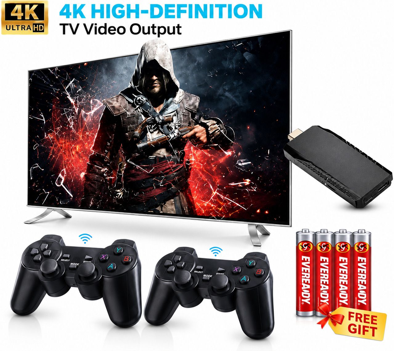M8 Turbo 4K Classic Gaming Console 20000+ Games Dual Wireless HDMI Game Stick with Game and Expansion Pack-image-47